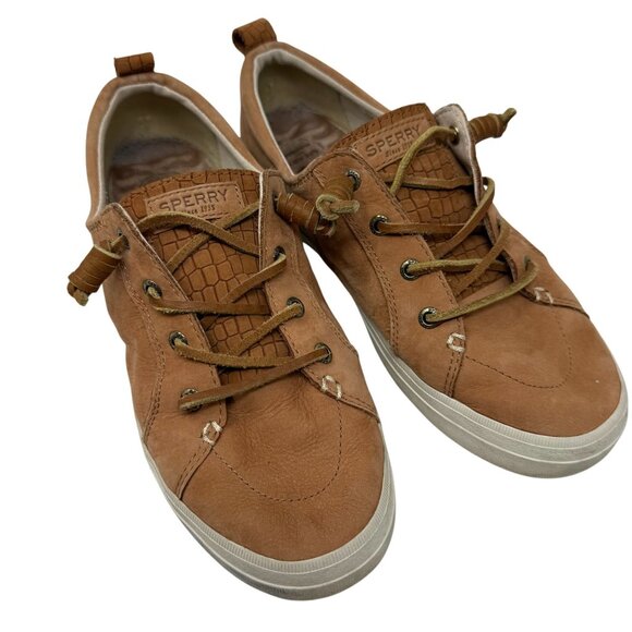 Sperry Crest Vibe Sneaker Womens SIze 8 Brown Casual Leather Shoes Embossed - Picture 8 of 8